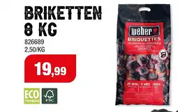 Hubo Weber houtskoolbriketten 8kg aanbieding