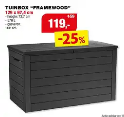 Hubo Keter Framewood opbergbox 570l antraciet aanbieding