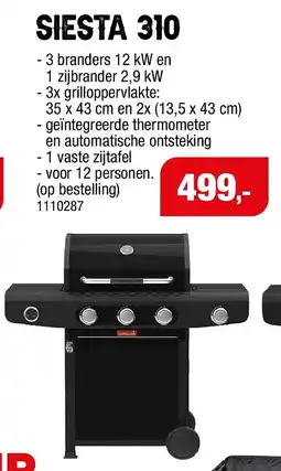 Hubo Barbecook Siesta 310 gasbarbecue graphite aanbieding