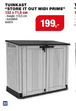Hubo Keter Store-It-Out Midi Prime tuinberging 71,5x132x113,5 cm grijs aanbieding