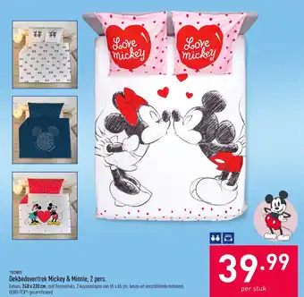 ALDI Dekbedovertrek mickey & minnie, 2 pers 240 x 220cm aanbieding