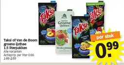 Albert Heijn Taksi of Van de Boom groene ijsthee 1.5 literpakken aanbieding