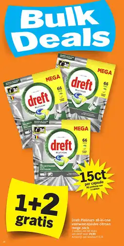 Albert Heijn Dreft Platinum all-in-one vaatwascapsules citroen mega pack aanbieding