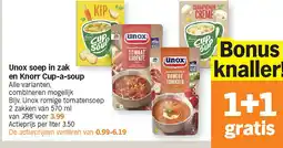 Albert Heijn Unox soep in zak en Knorr Cup-a-soup aanbieding