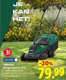Lidl Parkside Accugrasmaaier, 20 V aanbieding