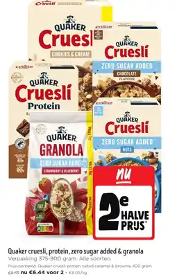 Jumbo Quaker cruesli, protein, zero sugar added & granola aanbieding
