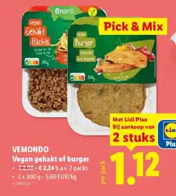 Lidl Vemondo Vegan gehakt of burger aanbieding