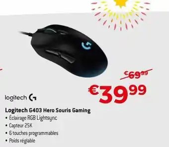 Exellent Logitech G403 hero souris gaming aanbieding
