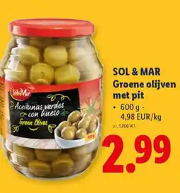 Lidl Sol & Mar Groene olijven met pit aanbieding