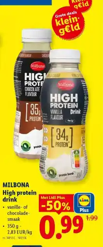 Lidl Milbona High protein drink aanbieding