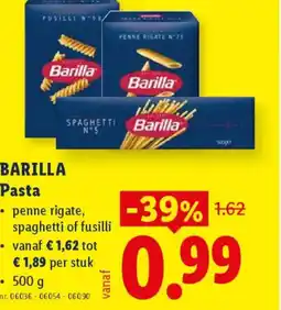 Lidl Barilla Pasta aanbieding