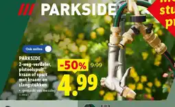 Lidl Parkside 2-weg-verdeler, pistoolspuit, kraan of spuit met kraan- en slangstukken aanbieding