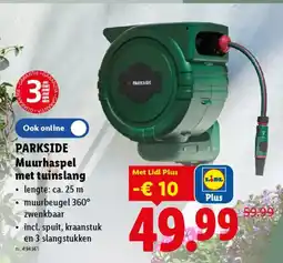 Lidl Parkside muurhaspel met tuinslang aanbieding