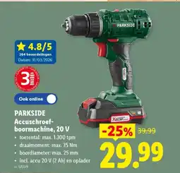 Lidl Parkside Accuschroef- boormachine, 20 V aanbieding