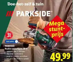 Lidl Parkside Haakse accuslijper, 20 V aanbieding