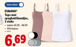 Lidl Esmara® Tops met spaghettibandjes 3 stuks, aanbieding