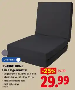 Lidl Livarno home 2-in-1 logeermatras aanbieding