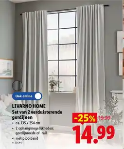 Lidl Livarno home Set van 2 verduisterende gordijnen aanbieding