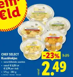 Lidl Chef select kaasblokjes aanbieding