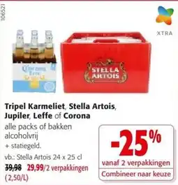 Colruyt Tripel Karmeliet, Stella Artois, Jupiler, Leffe of Corona aanbieding