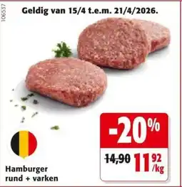 Colruyt Hamburger rund + varken aanbieding