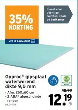 GAMMA Gyproc Gipsplaat Waterwerend aanbieding
