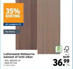 GAMMA Lattenwand Melbourne walnoot of licht eiken aanbieding