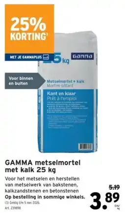 GAMMA GAMMA Metselmortel met Kalk aanbieding