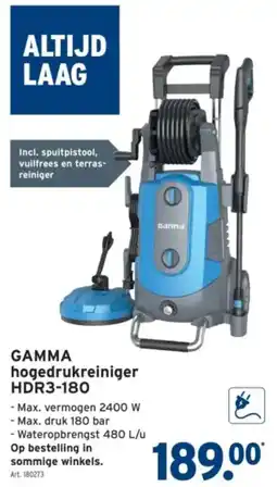 GAMMA GAMMA hogedrukreiniger HDR3-180 aanbieding
