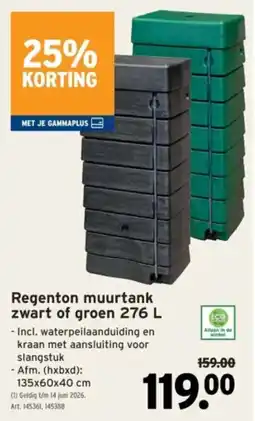 GAMMA Regenton Muurtank Zwart of Groen aanbieding