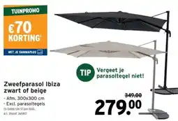 GAMMA Zweefparasol Ibiza zwart of beige aanbieding