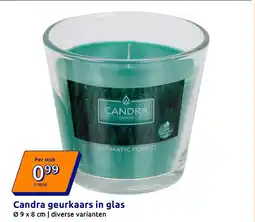 Action Candra geurkaars in glas aanbieding
