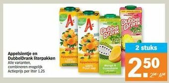 Albert Heijn Appelsientje en dubbeldrank literpakken aanbieding