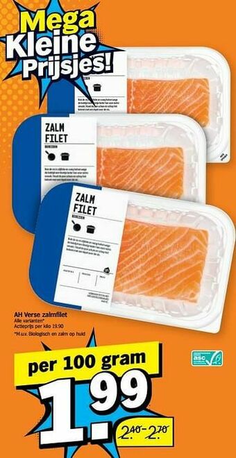 Albert Heijn Ah verse zalmfilet aanbieding
