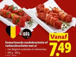 Lidl Gemarineerde rundsbrochette of varkensbrochette met ui aanbieding