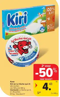 Carrefour Market Kaas Kiri en La Vache qui rit aanbieding