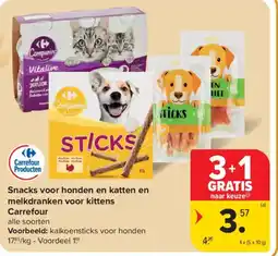 Carrefour Market Snacks voor honden en katten en melkdranken voor kittens Carrefour aanbieding