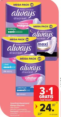 Carrefour Market Incontinentieverband Always Discreet aanbieding
