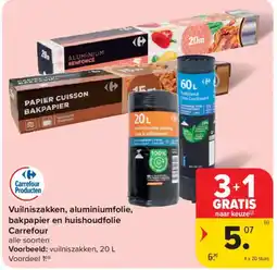Carrefour Market Vuilniszakken, aluminiumfolie, bakpapier en huishoudfolie Carrefour aanbieding