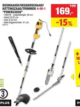 Hubo Bosmaaier/heggenschaar/ kettingzaag/trimmer 4-in-1 "powxg3020" aanbieding