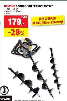 Hubo Benzine grondboor "powxg50551" aanbieding