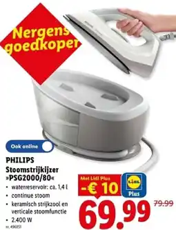 Lidl Philips Stoomstrijkijzer PSG2000/80 aanbieding