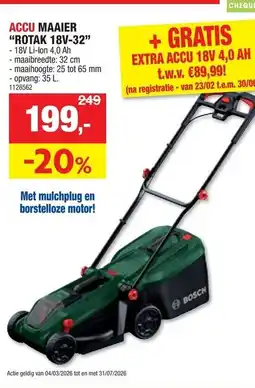 Hubo Accu maaier rotak 18v-32 aanbieding