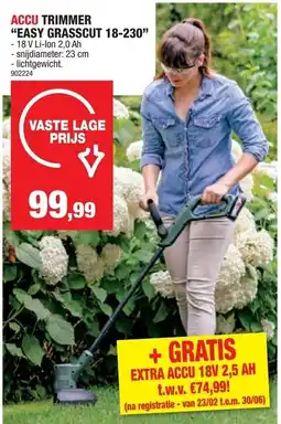 Hubo Accu trimmer "easy grasscut 18-230" aanbieding