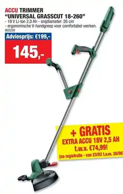 Hubo Accu trimmer "universal grasscut 18-260" aanbieding