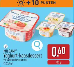 ALDI Milsani yoghurt kaasdessert aanbieding
