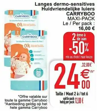 Cora Langes dermo-sensitives huidvriendelijke luiers carryboo maxi-pack aanbieding