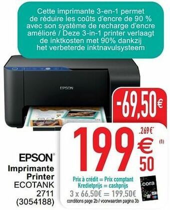 Cora Epson imprimante printer ecotank 2711 aanbieding