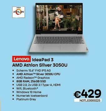 CompuDeals Lenovo Ideapad 3 Amd Athlon Silver 3050u aanbieding