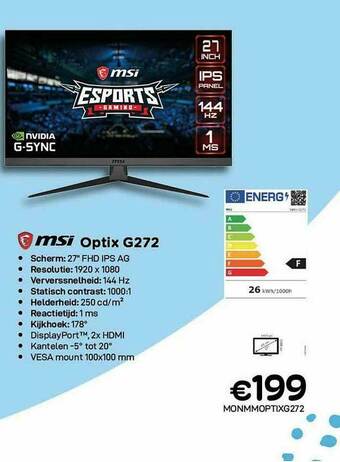 CompuDeals Msi Optix G272 aanbieding